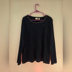 Zenergy By Chico's Elegant Navy Long Sleeve Top